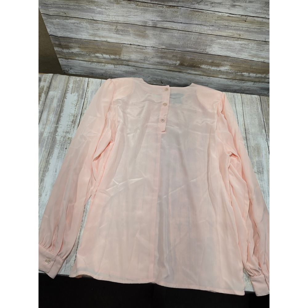 David Matthew Peach Embroidered Lace Neckline Blouse Long Sleeve Vintage Style 6 - Picture 7 of 7